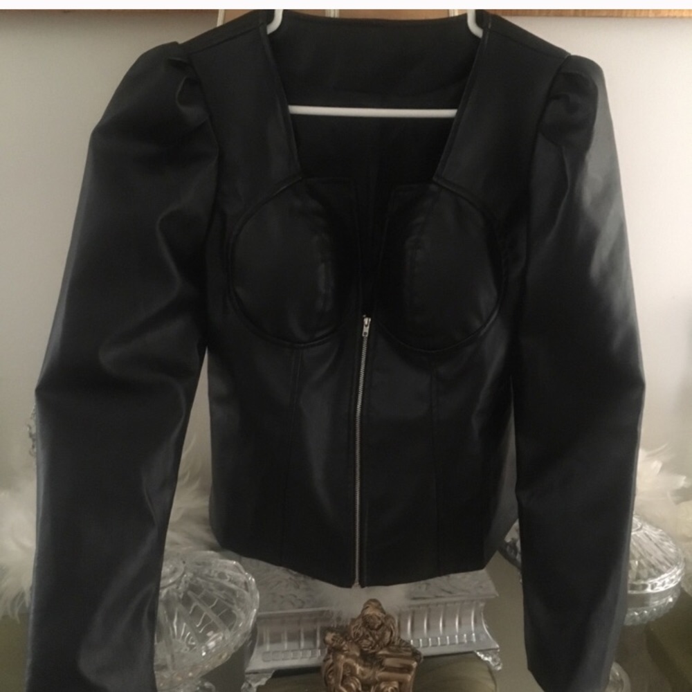Faux black leather jacket